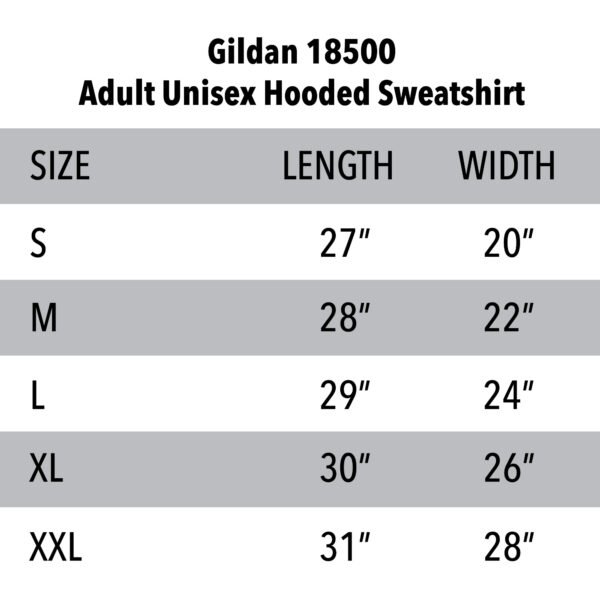 Unisex Hoodie Size Chart