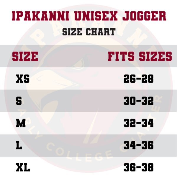 Unisex Jogger Size Chart